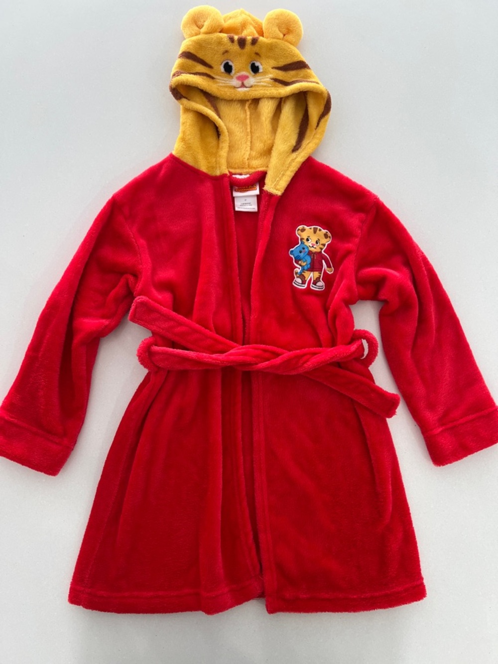 Daniel Tiger Kids Plush Red Hooded Robe with Tiger Hood